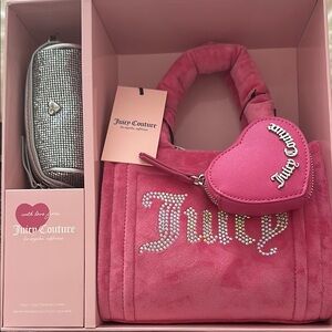 Juicy Couture Pink Mini Bag with Rhinestone Logo